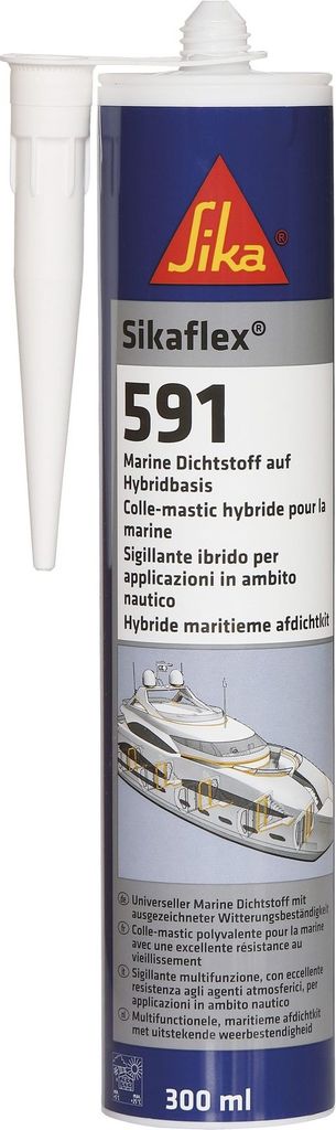 Sika - Sikaflex 591, witterungsbeständiger Dichtstoff für Marineanwendungen an Booten und Schiffen, Fugenabdichtungen innen und außen, 300 ml, s...
