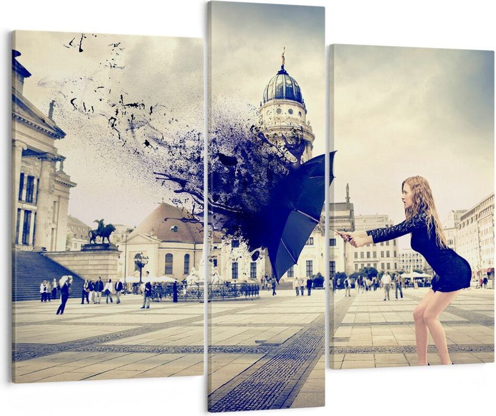 Bild auf Leinwand - Leinwandbild - Stadt landmarken quadrat regenschirm - 95x80cm - Wand Bild - Wanddeko - Leinwanddruck - Bilder - Kunstdruck - Le...