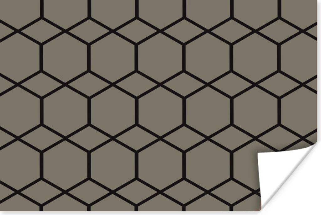 MuchoWow Poster Muster - Schwarz - Grau - Luxus 60x40 cm - Schlafzimmerdekoration