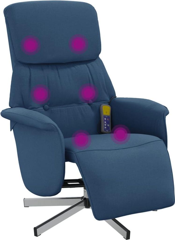 vidaXL Massagesessel mit Fußteil Blau Stoff