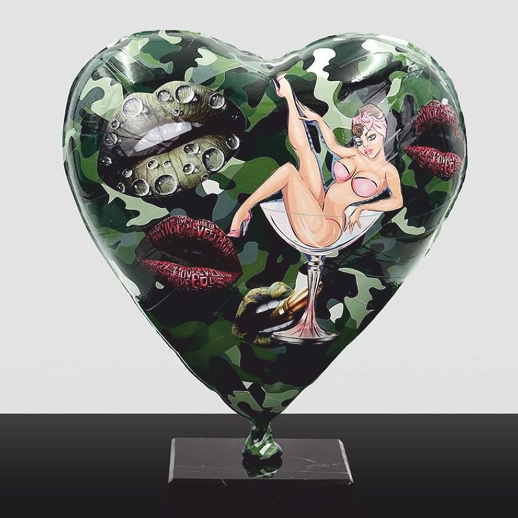 Casa Padrino Deko Luftballon in Herzform Grün / Bunt H. 30 cm - Deko Skulpturen