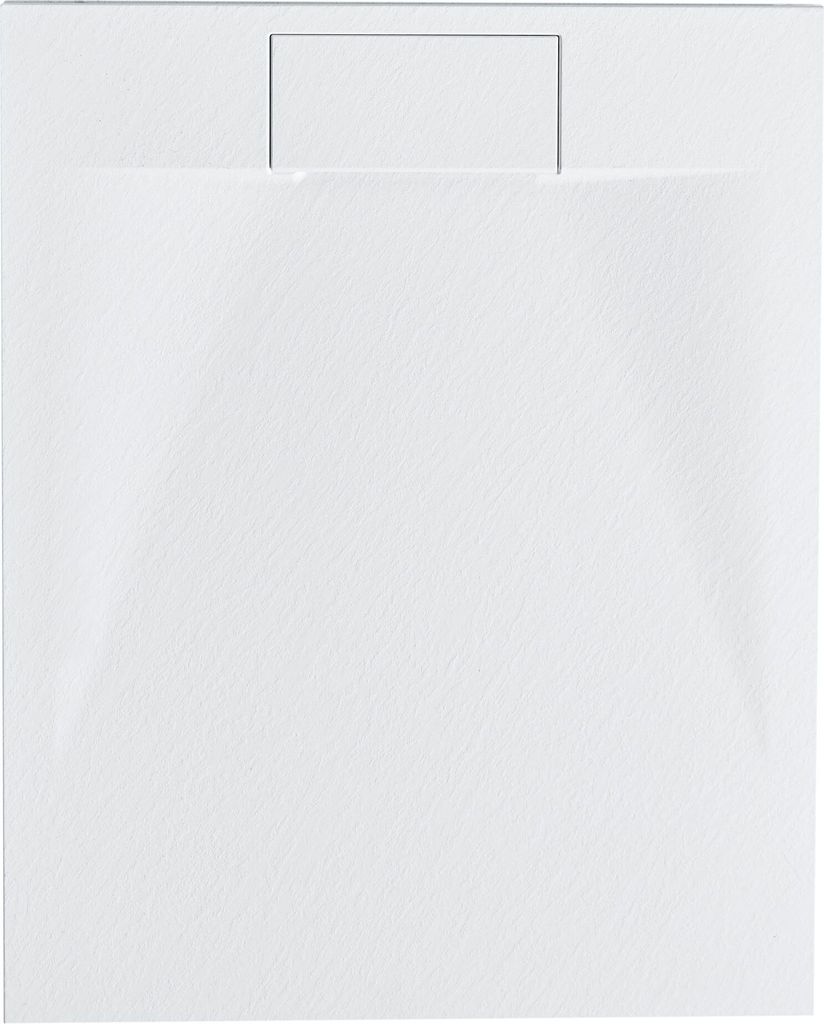 BELIANI Duschwanne Weiß SMC-Masse Steinoptik Flach Rechteckig 80x100 cm mit Ablauf Seitlich Ablaufgarnitur Ablaufrinne Schürze 3 cm Hoch Duschtasse