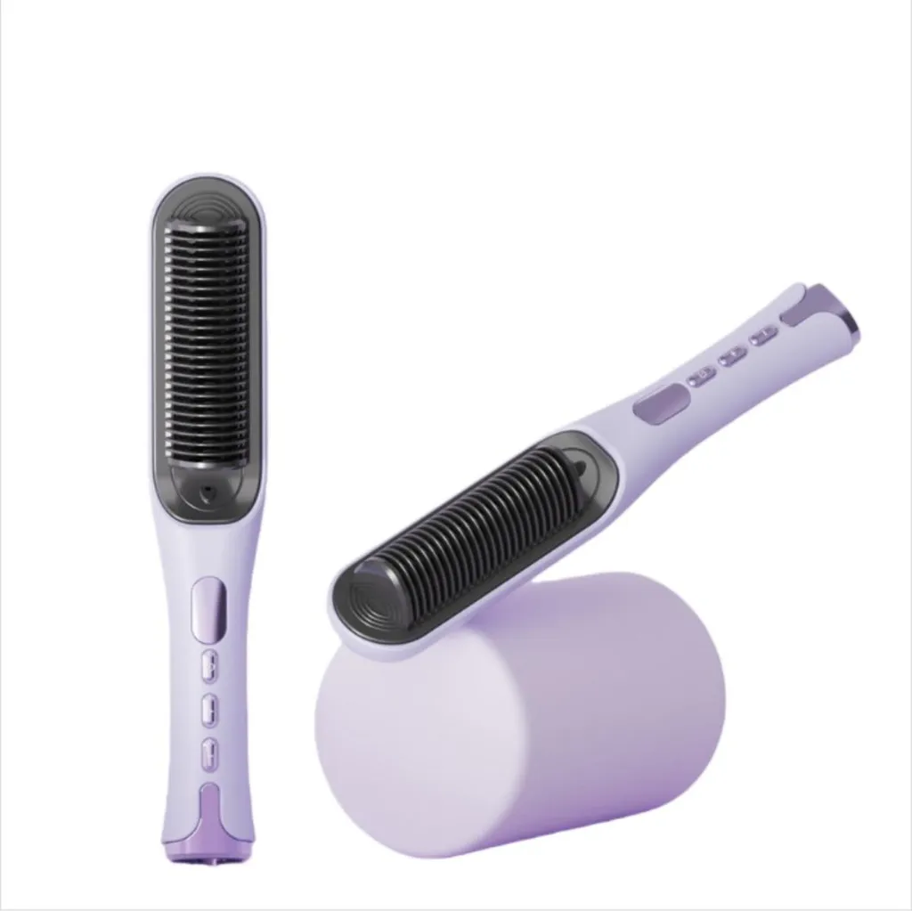 INF Spazzola Lisciante Capelli Viola LCD | Pettine 2 in 1 Portatile