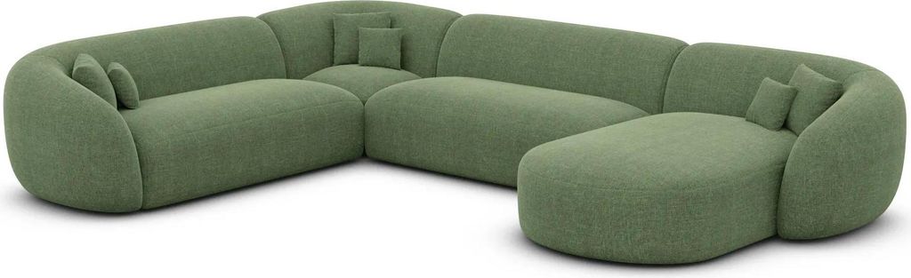 Strukturstoff U-Form XXL Wohnlandschaft Gaia Grün Rechts