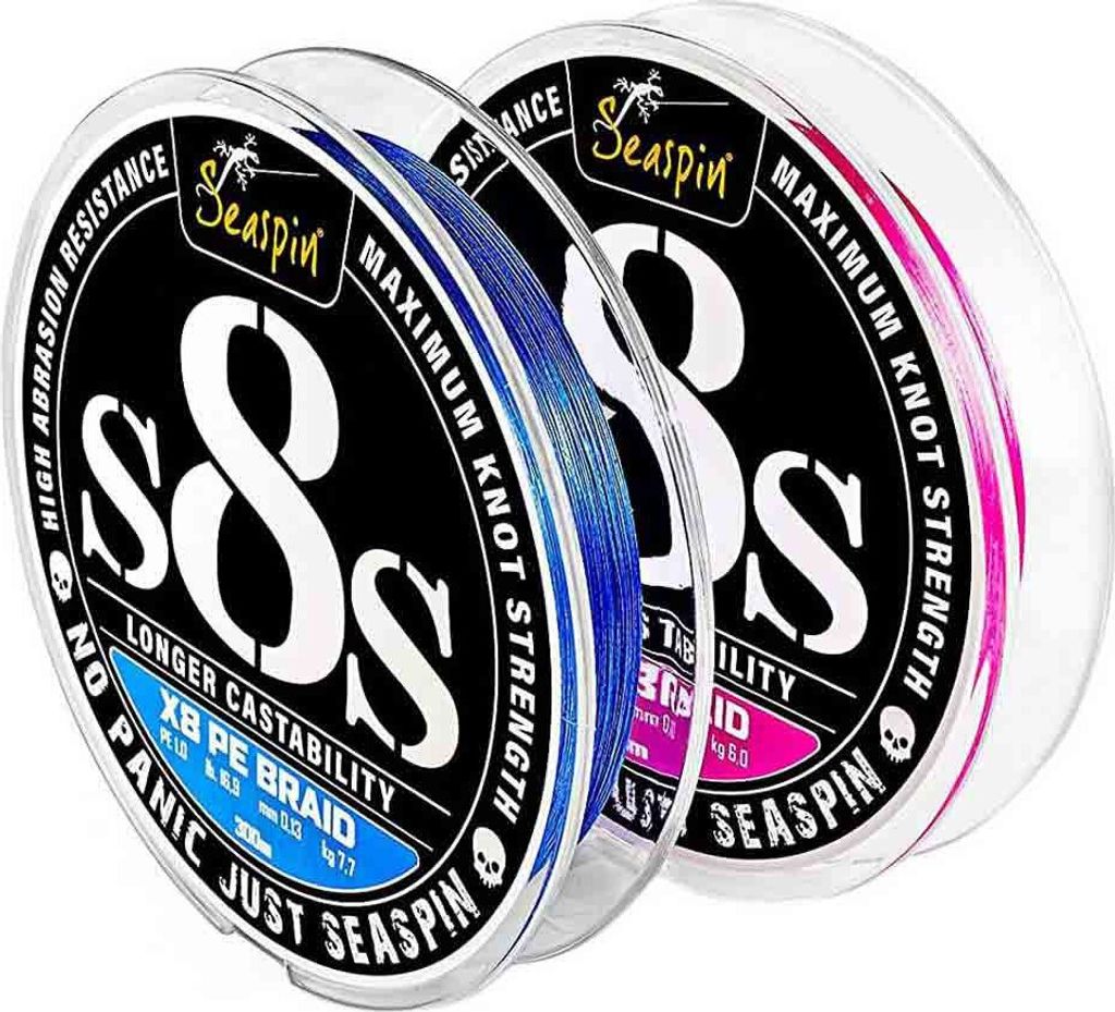 Seaspin S8s X8 Geflochtene Schnur 150 M Blau,Rosa 0.100 mm Blau,Rosa 0.100 mm