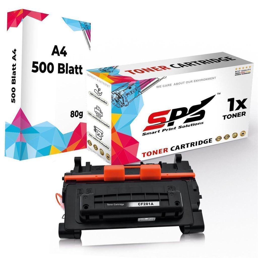 1x Toner 81A CF281A Schwarz Kompatibel für HP Laserjet Enterprise M630 + DIN A4 Druckerpapier 500 Blatt