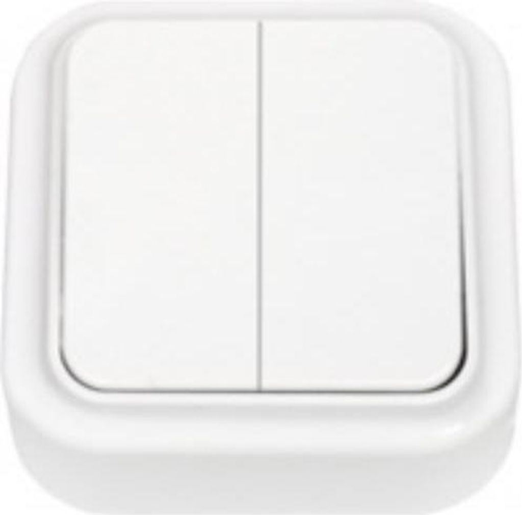 Zweifach-Lichtschalter Aufputz IP20, 2-fach schalter, farbe weiß, serie Praleska