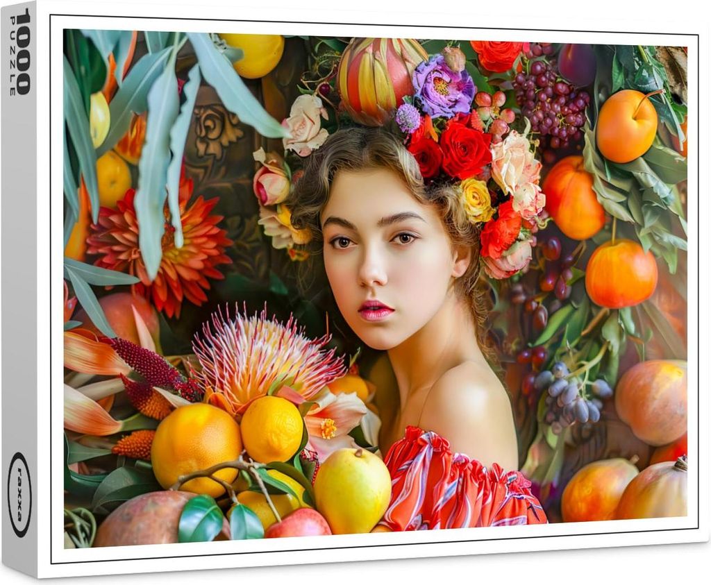 raxxa Premium-Puzzle "Woman with mixed fruits and floral decor", 1000 Teile