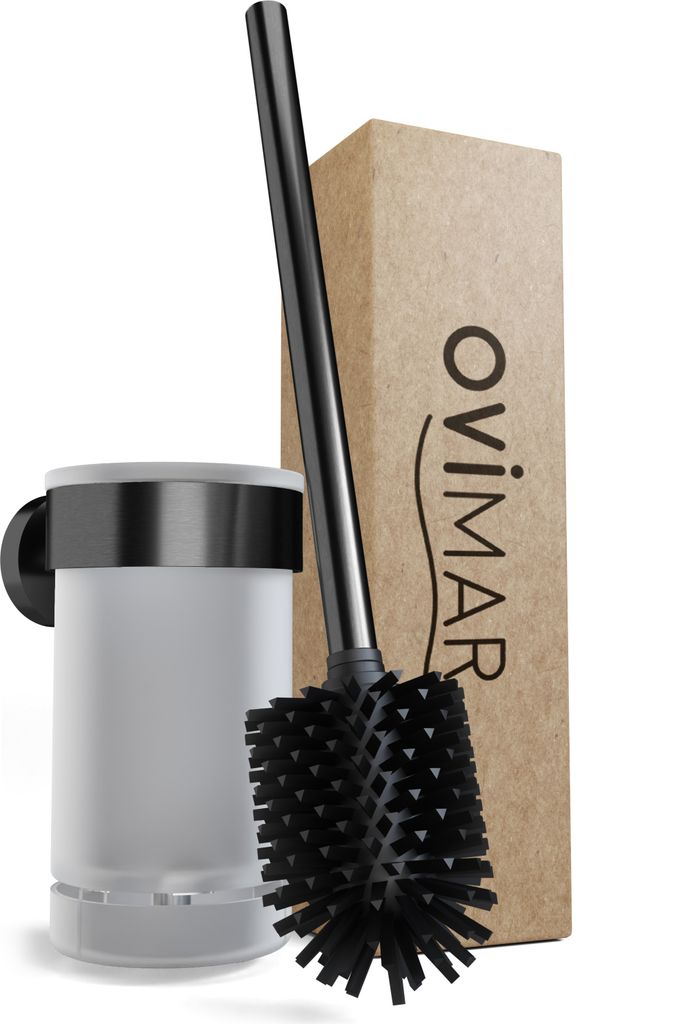 ovimar Toilettenbürste Glittertind | gunmetal | Wandmontage mit Bohren | Silikon Klobürste | WC Bürste mit Belüftungsfunktion | zum Bohren oder...