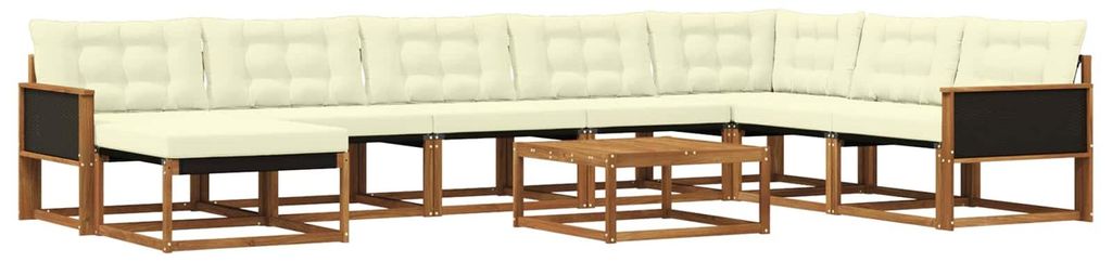 “2026 Modern“ Natur und Creme Outdoor-Sofagarnitur 9 pcs Natur und Creme Massivholz Akazie - Designermöbel 87773 - Gartensofas