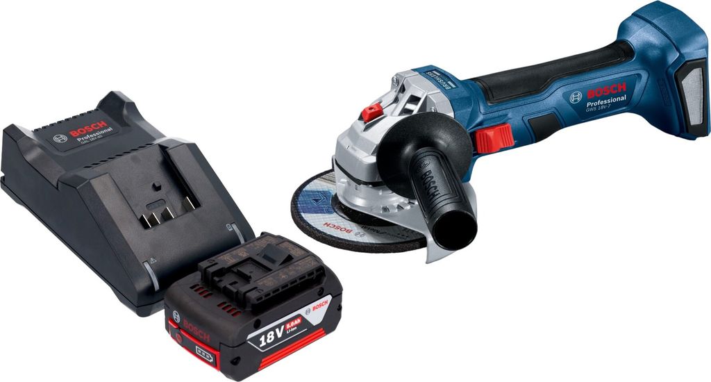 Bosch GWS 18V-7 Professional Akku Winkelschleifer 18 V 115 mm Brushless + 1x Akku 5,0 Ah + Ladegerät