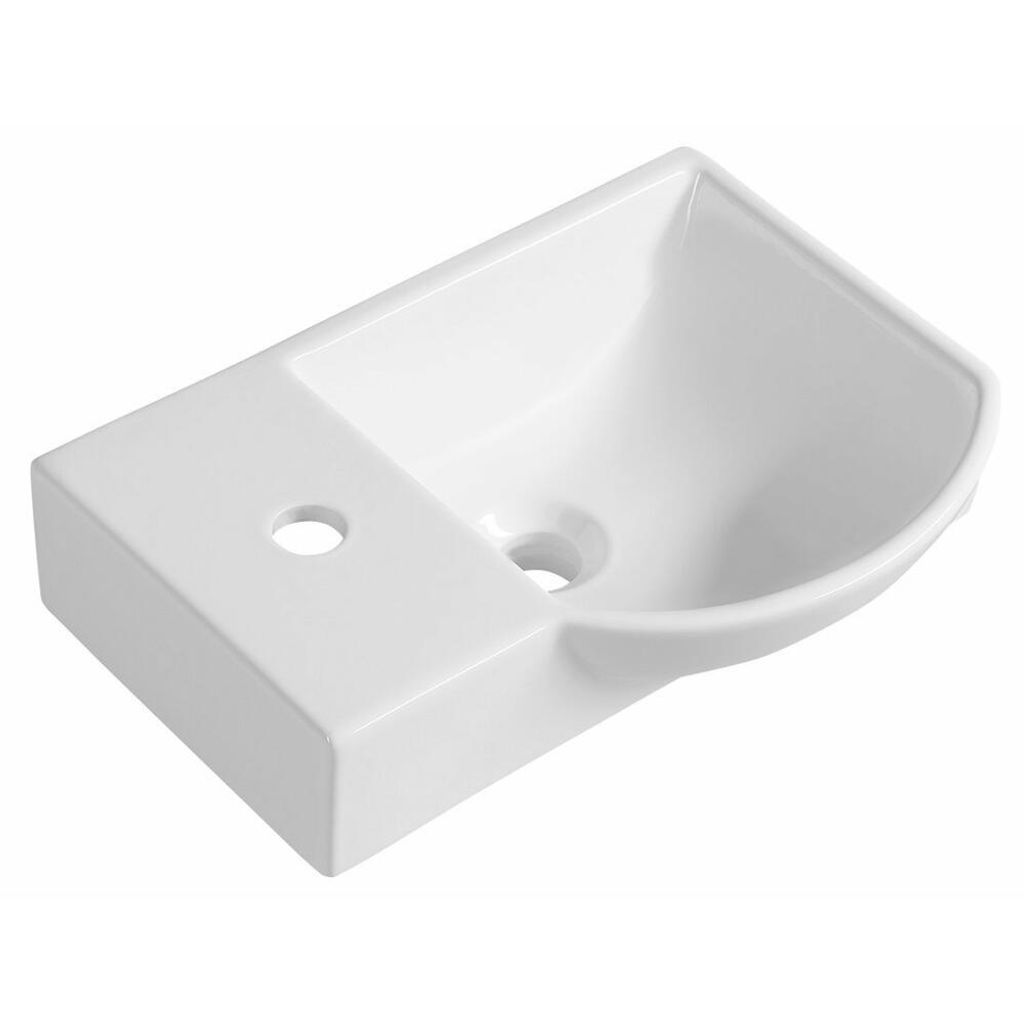 Sapho LITOS Ecke Keramik-Waschtisch 45x32cm, Wasserhahn links, Weiß