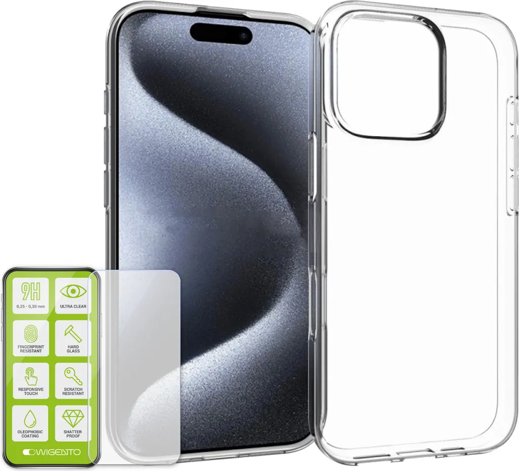Custodia iPhone 16 Pro Silicone + Vetro H9 Protezione Totale Cellulare