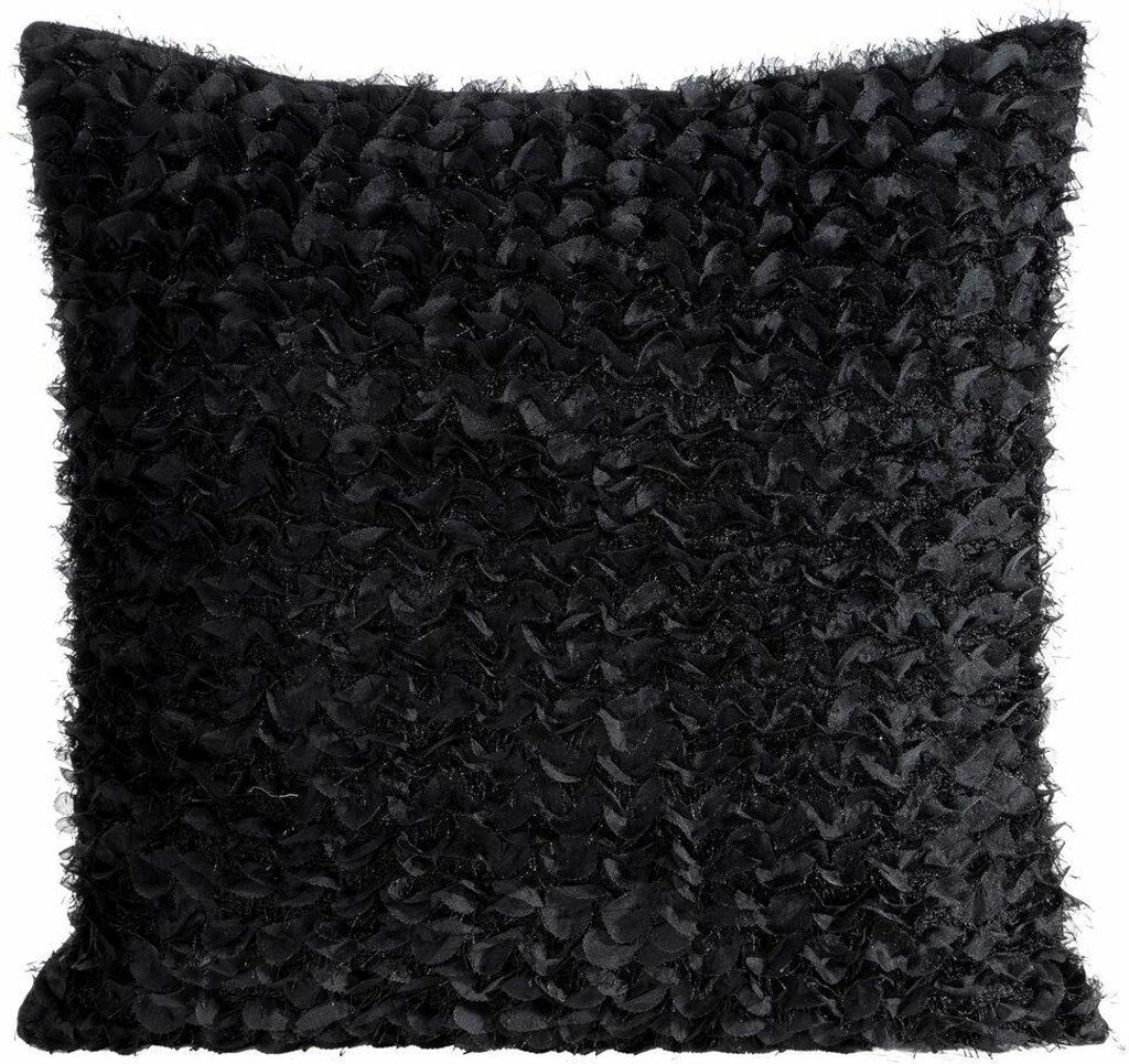 EUROFIRANY | Kissenhüllen - Dekokissen - TIFFANY - 45x45 cm - Schwarz - Elegante Wellenoptik - und modern