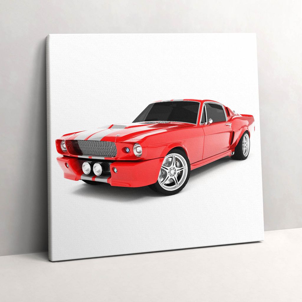 Sports red car – Leinwandbild Wandbild – 60x60 cm – Leinwandbilder – Wandbilder – Schlafzimmer – Flur