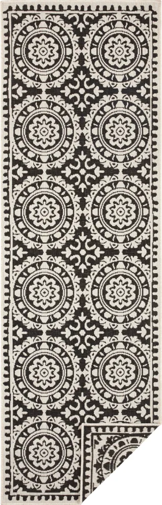 Tapis résistant In/Out 80x350 cm Tread Twin Supreme Noir et Crème