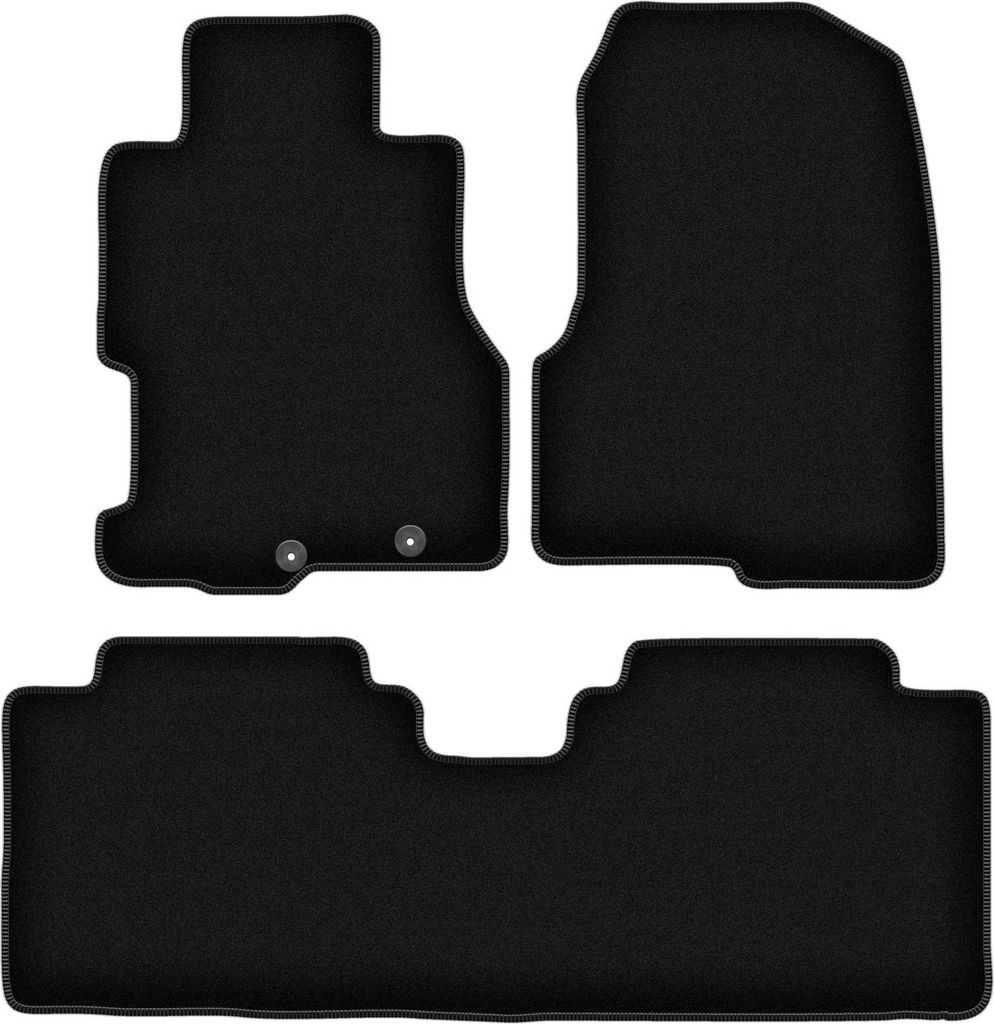 Wielganizator Velours-Autoteppiche – passend für Honda Civic VII (5 Türen, Bj. 2001-2007) – schwarz, passgenau, mit Befestigungen set 3 Stk.