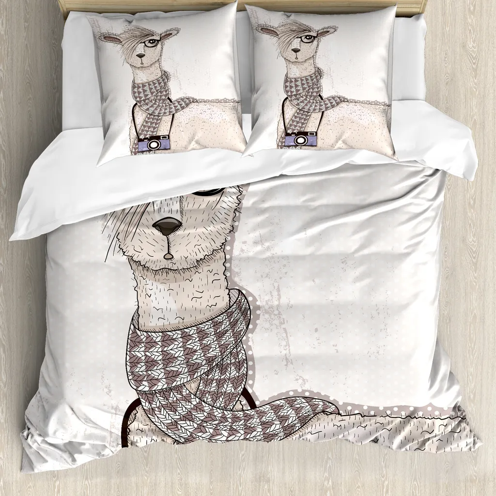Set Letto 200x200 ABAKUHAUS Hipster Lama Beige - Design Teenager