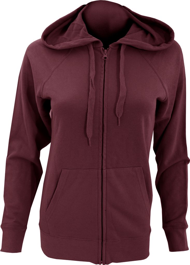Fruit Of The Loom Damen Kapuzenjacke / Kapuzen-Sweatshirt / Hoodie mit Reißverschluss, tailliert BC2658 (Large) (Burgunder)