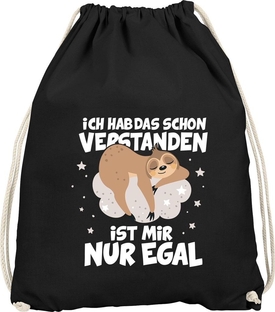 Turnbeutel Faultier Spruch lustig Ich hab das schon verstanden ist mir nur egal Geschenk Kein Bock Motivation Gymbag Moonworks schwarz unisize