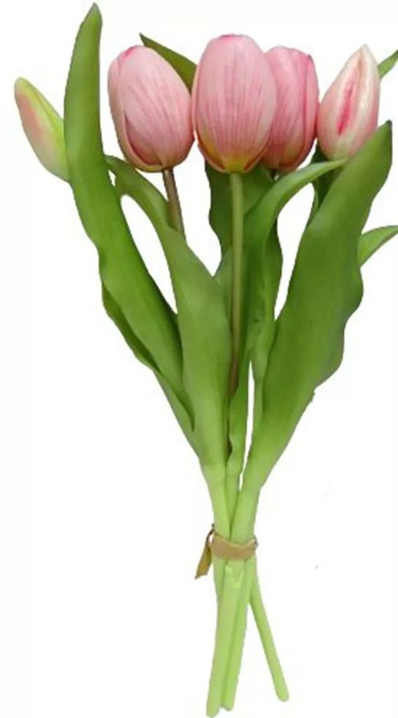 Tulpen künstlich 30cm Tulpenbündel mit 5Tulpen Real Touch pink Tulpenstrauß