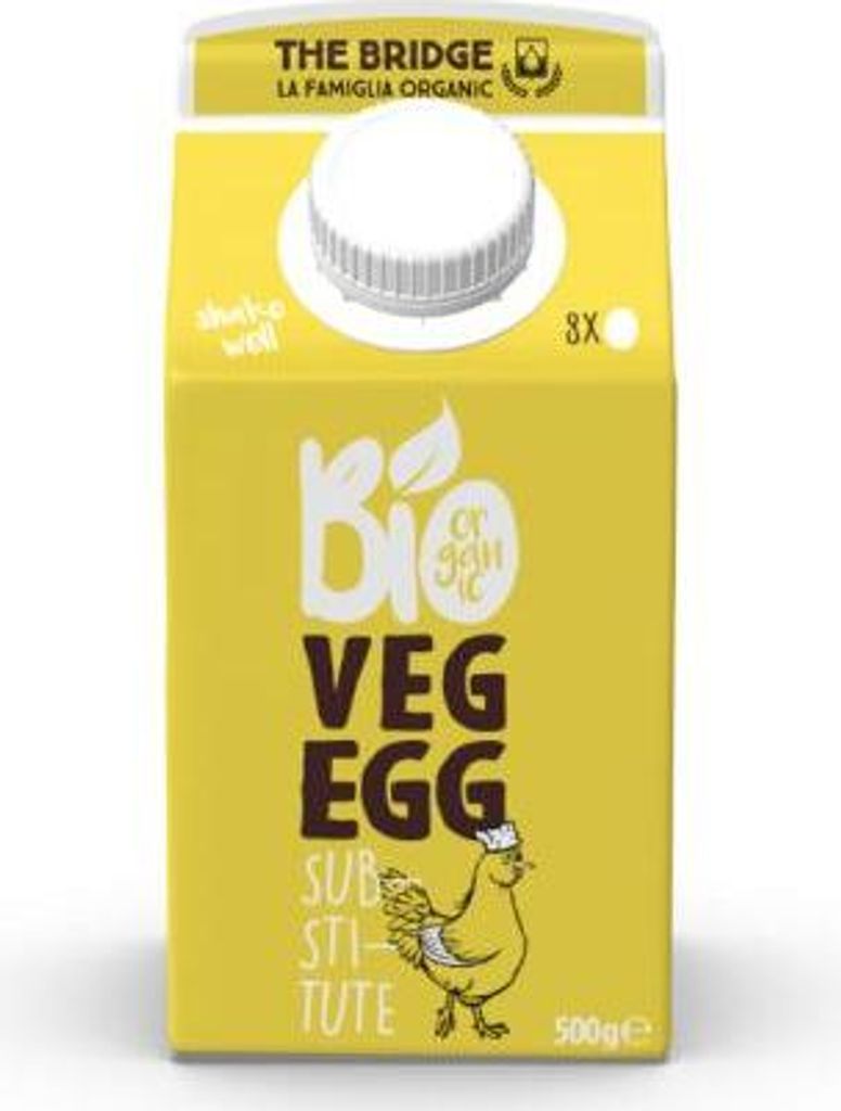 ROŚLINNY ZAMIENNIK 8 JAJ W PŁYNIE BEZGLUTENOWY BIO 500 g - THE BRIDGE