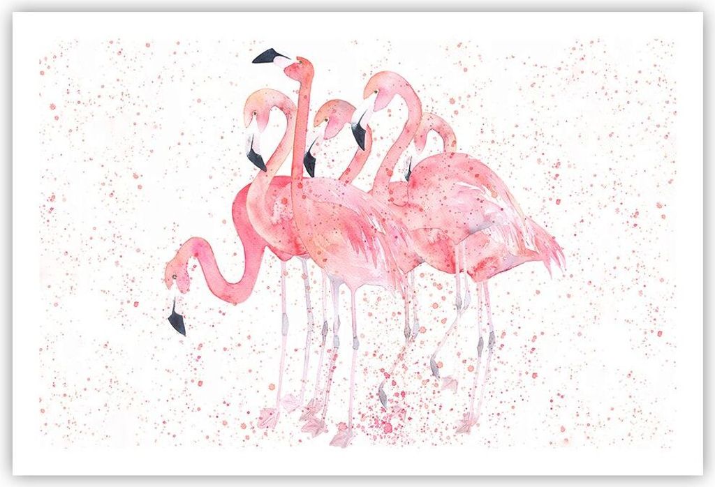 Poster - Poster ohne Rahmen - Flamingo Vogel Wasser - 91,5x61 cm - Wand Bild - Wanddeko - Wandbilder - Kunstposter - Wandposter - Bilder - Kunstdru...