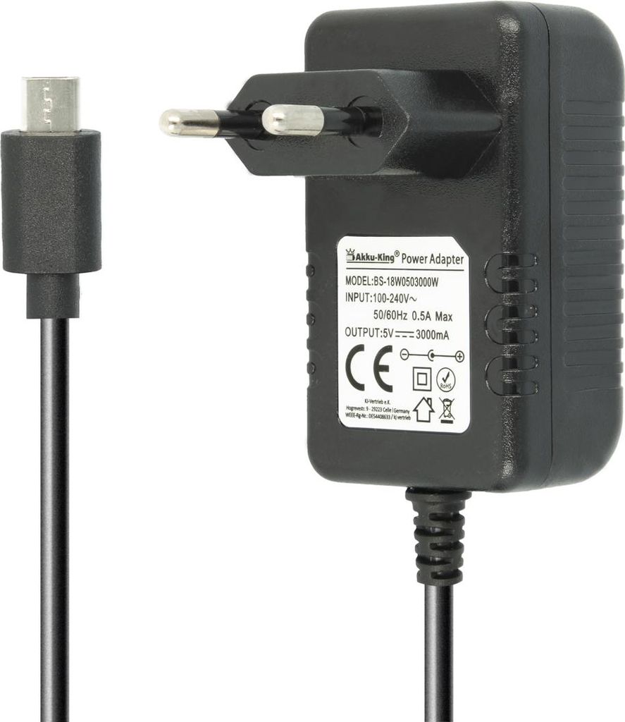 Netzteil 5V 3000 mA / 3A Ladegerät kompatibel mit Raspberry Pi 3 Model B, Raspberry Pi 2 Model B, Raspberry Pi 1 Model B B+