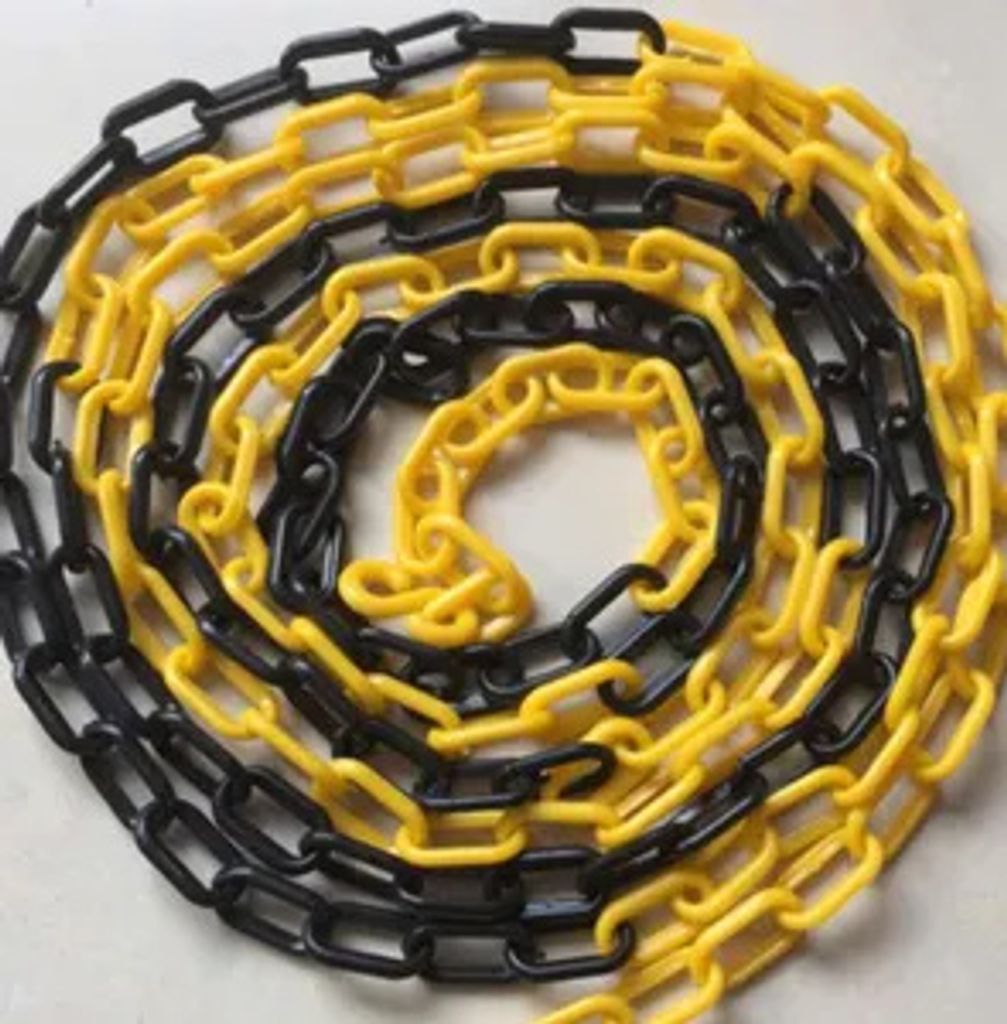 10 Meter Kette Absperrkette Gelb / Schwarz Kunststoffkette Produktbild 