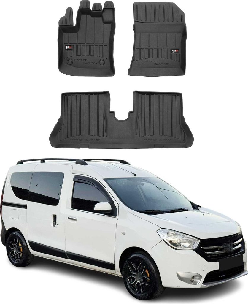 Fußmatten Gummimatten für Dacia Dokker 2012-2021 OMAC Premium 3D Schwarz TPE 3x