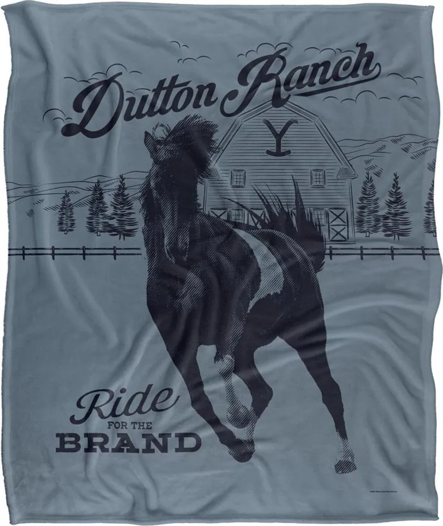 Yellowstone Dutton Ranch Couverture de cheval soyeuse TV23672 Gris Noir