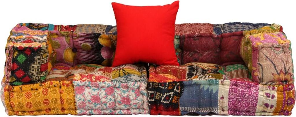vidaXL Pouf modulare a 2 posti in tessuto patchwork Immagine del prodotto 