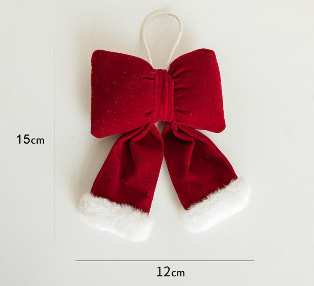 Weihnachten Schleife Nachbildungation Samt Rot Schleife Knoten Hängende Ornamente Weihnachtsbaum Anhänger für Urlaub Home Party Nachbildung