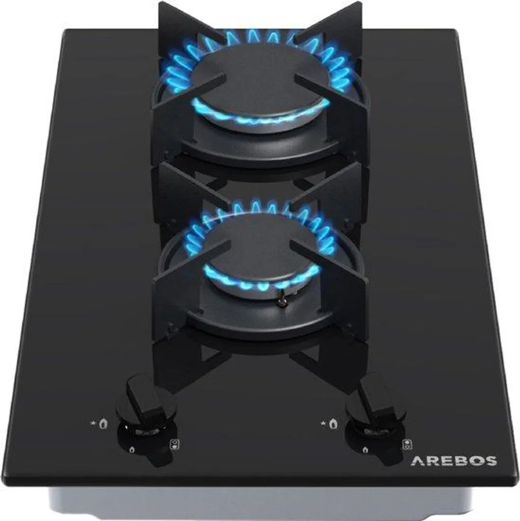 Plaque de cuisson gaz 2 feux vitrocéramique TG2-Noir avec sécurité