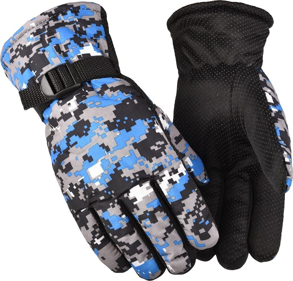 1 Paar Winter-Fahrradhandschuhe in Camouflage-Optik, warm, winddicht, wasserdicht, verstellbar, für kaltes Wetter, für Herren und Damen, Vollfing...