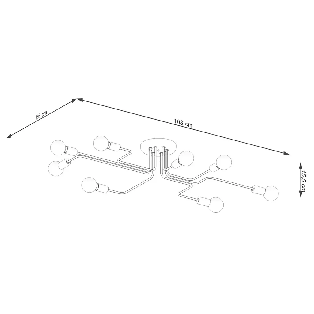 Lustre en acier blanc VECTOR 8 avec 8 douilles E27 Sollux Lighting - 4
