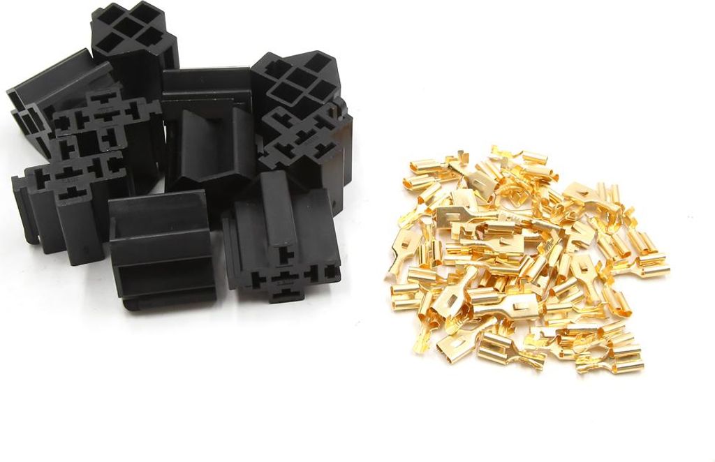 10 Stücke 6,3 mm 5-poliger Leistungsrelais Buchsenstecker mit 50 Klemmen für Autofahrzeuge