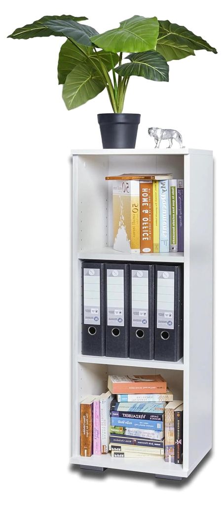 Aktenregal Klein Schmal 40,1 x 109,5 x 35 cm Mehrzweckregal 40 cm Breit Bücherregal Stehregal Weiß Für Akten Ordner Büromöbel Holzregal