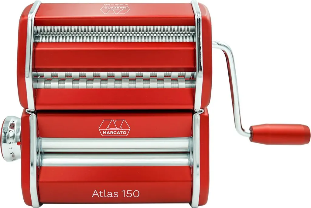Machine manuelle à pâtes et spaghetti rouge avec rouleaux réglables - 9
