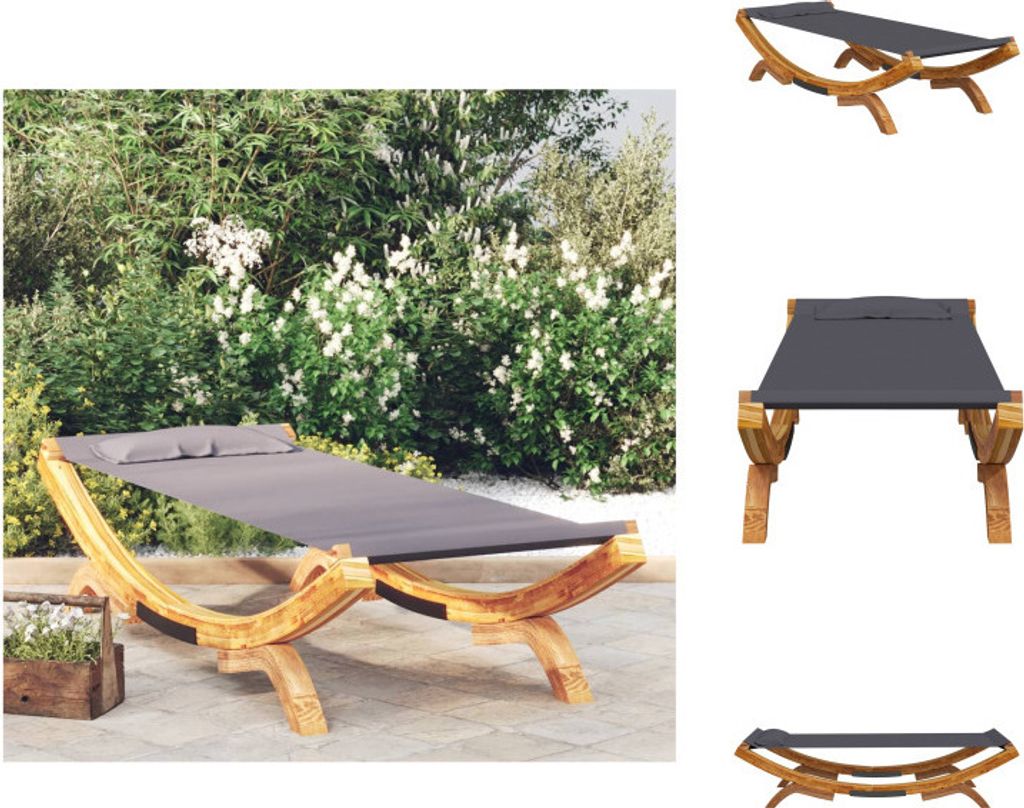 vidaXL Loungebett 100x188,5x44 cm Bugholz Massiv Anthrazit - Gartenbetten