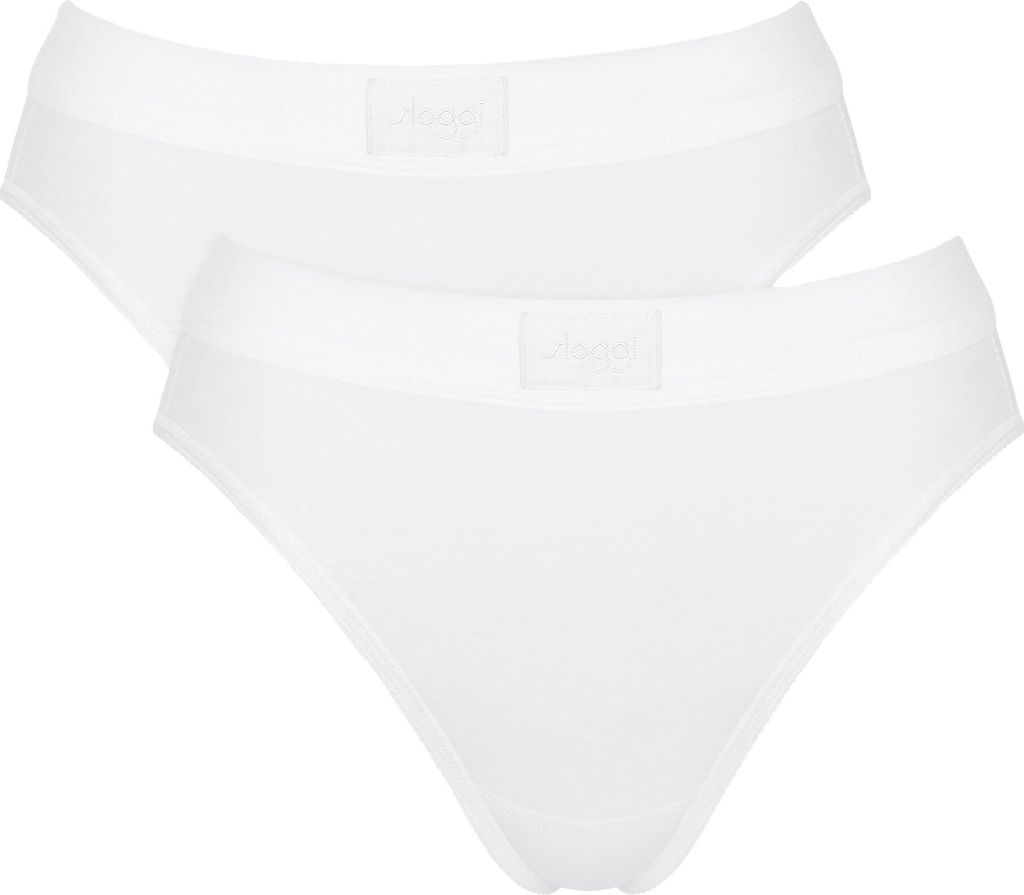 Sloggi Damen Slips, 2er Pack - Double Comfort Tai 2P, Unterhose, Stretch-Baumwolle Weiß L