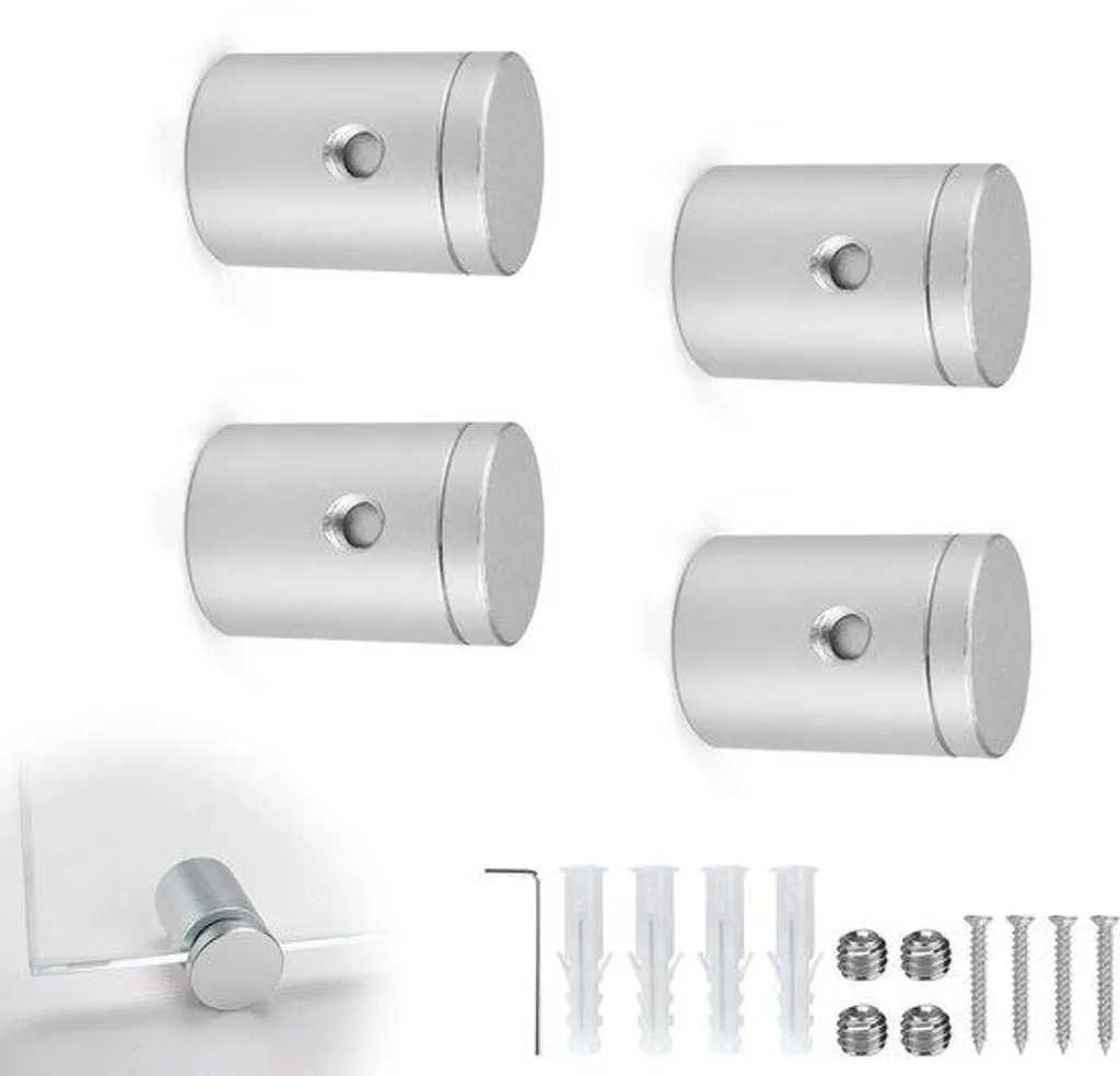 Support mural pour cadre en verre de 6 mm : Lot de 4 attaches modernes