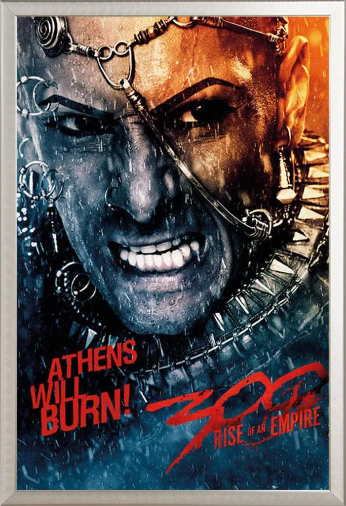 Poster 300 Serse con Cornice Shinsuke Alluminio Argento e Vetro