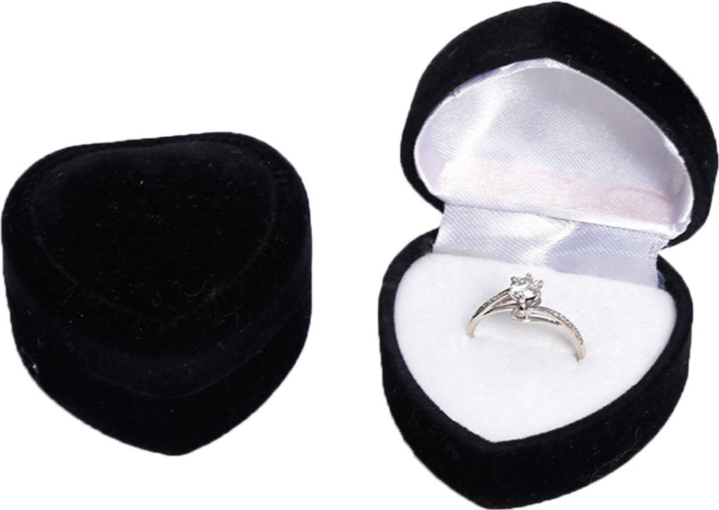 Herzform Fingerring Ohrstecker Schmuck Display Halter Aufbewahrungsbox Container-Schwarz-Weiss