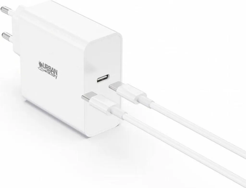 Chargeur portable Urban Factory PSC65UF Blanc avec câble de 2 mètres