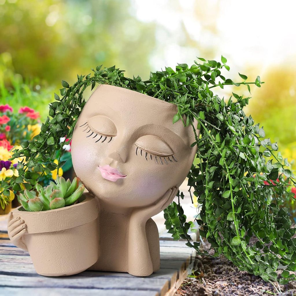 Gesicht Planter Pot - Doppelte Blumentöpfe für Innen und Außen - Harshaupt Planter