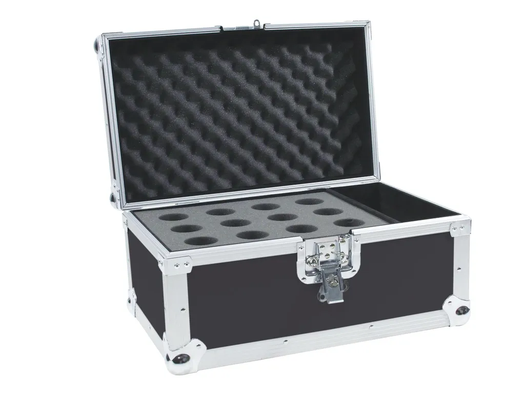Valise de Rangement pour 12 Micros de Scène - Flight Case Road Noir