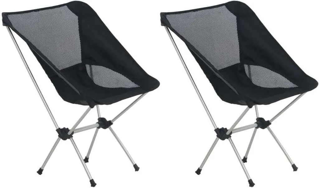 Lot de 2 Chaises de Camping Pliantes Alu 54x50x65 cm avec Sac de Transport