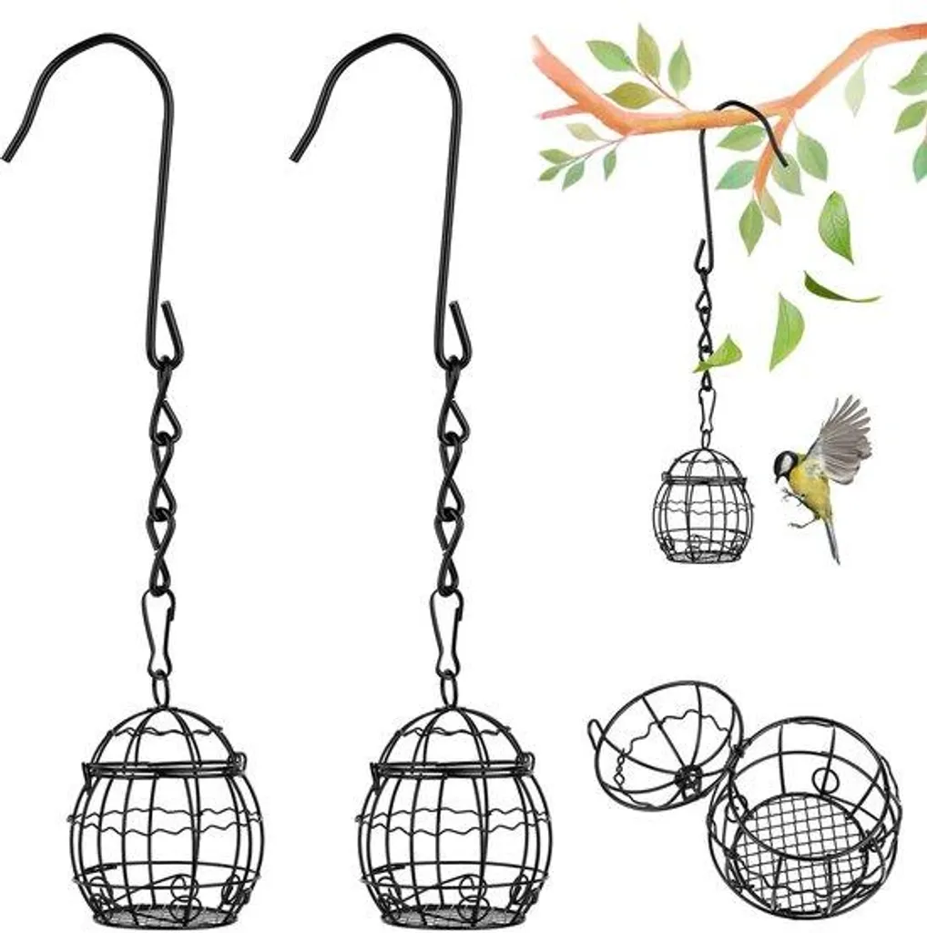 Mangeoire oiseaux inox noir lot de 2 : stop à la rouille et aux graines humides