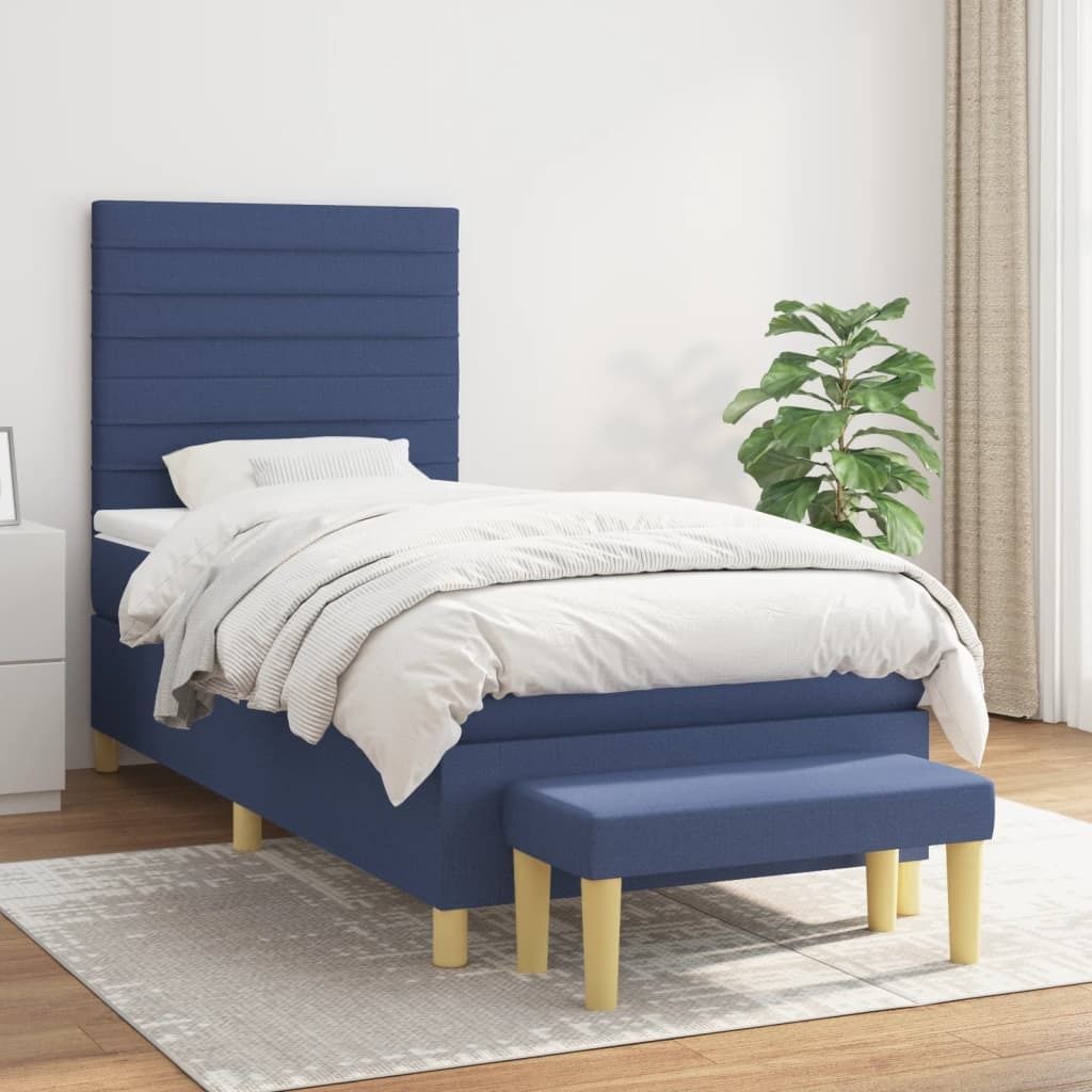"2026 Promotion" Boxspringbett mit Matratze - Blau 80x200 cm - Stoff - Polsterbett CC7860